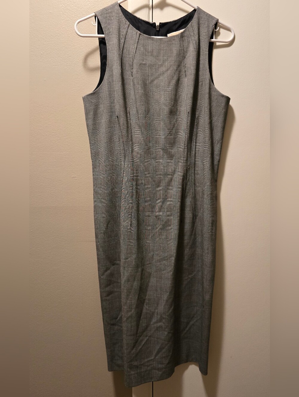 MICHAEL Michael Kors Sleeveless Gray Plaid Midi Dress